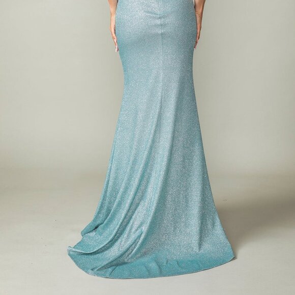 New Floral Fashion Forward Maxi Gown w/ Sheath Silhouette & Lace Up Back DQ 4369 - Picture 6 of 9